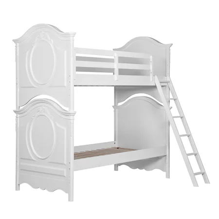 Bunk Bed with Serpentine Top and Floral Carvings